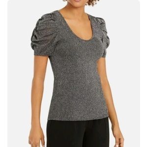 INC International Concepts Gray Puff Sleeve Top